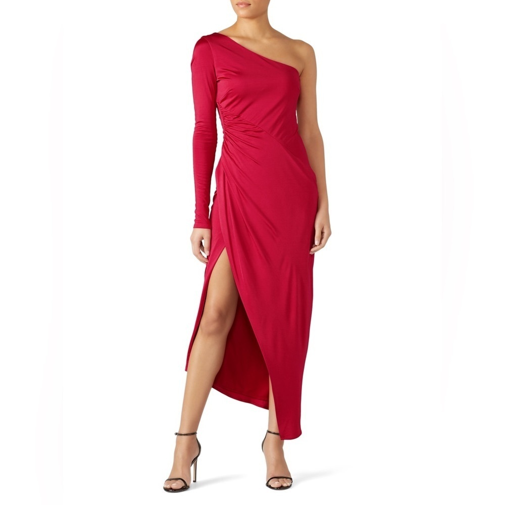 Galvan London Mamounia One Shoulder Evening Classic Cocktail Maxi Dress Luxury